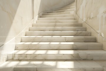 Grand empty white marble staircase mock-up - Generative ai 
