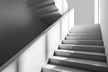 Grand empty white marble staircase mock-up - Generative ai 