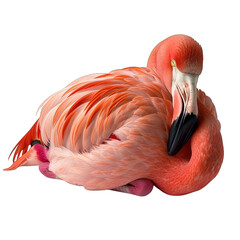 Flamingo Laying Down Isolated