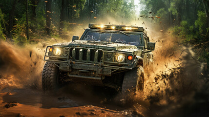 Soldie in Humvee: A Convoy Ambhcene