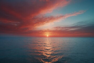 Fototapeta na wymiar A stunning red and light blue gradient background that fades into a soft white, reminiscent of a dreamy sunset over the ocean