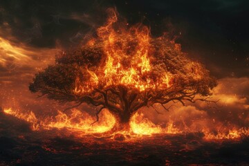 Burning tree background 

