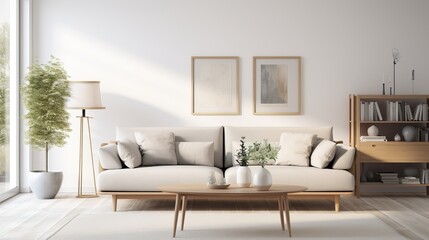 Cozy living room interior with comfortable sofa