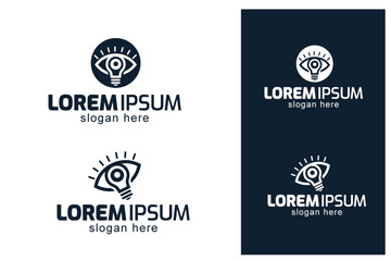 Obraz premium Vision and idea icon or logo. Eye bulb sign business concept 