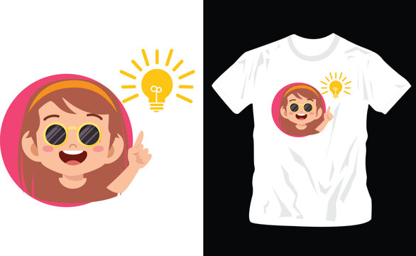 world thinking day t-shirt design girl wearing glasses