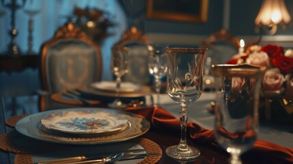 Fototapeta na wymiar Elegant Dining Table Set in Formal Interior Design AI Generated.