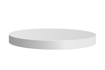 white round podium or circle platform front view on transparent background, white round podium png