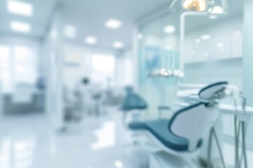 Blurred dental clinic background. Defocused interior of a modern dental office