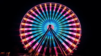 Deurstickers A vibrant ferris wheel lighting up the night © Cloudyew