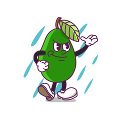 Illustration of cute fruit and vegetable cartoon character with eye and hand