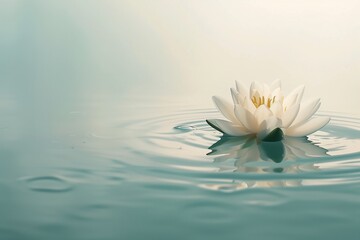 Lotus Flower Floating on Calm Waters