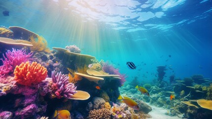 Fototapeta na wymiar An underwater coral reef for an aquatic themed video call