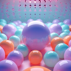 Abstract balls geometric gradient color background.For graphic design. 3d render illustration,generative ai,