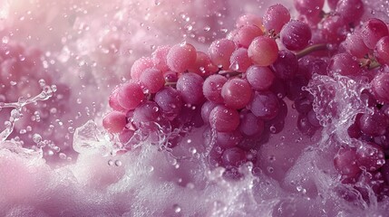 Fresh grape in water splash, grape with water splash isolated