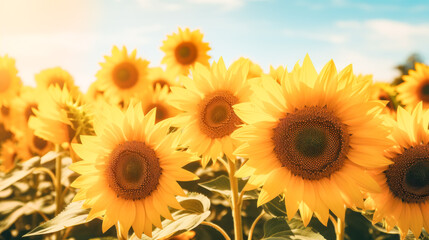 Sunflower Bls: Aunny and Warm Photo of a Flowering Field