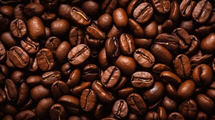 Fototapeta premium Coffee beans forming a cascading pattern, evoking a sense of flow