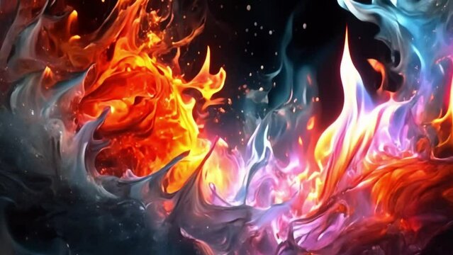 ice and fire abstrack background