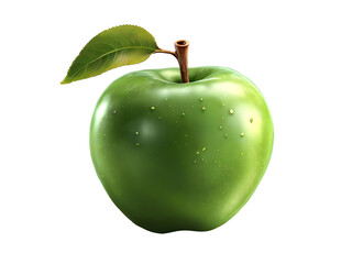 Ripe whole green apple, Cutout. 