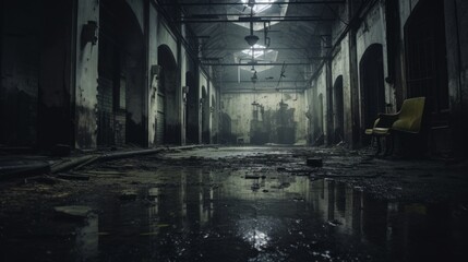 Eerie and moody abandoned interior