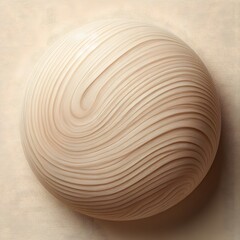 Wooden ball on the background of a wooden wall. 3d rendering. AI Generated