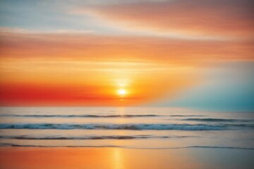 Naklejka na ściany i meble A stunning orange , red , yellow and light blue gradient background that fades into a soft white, reminiscent of a dreamy sunset over the ocean