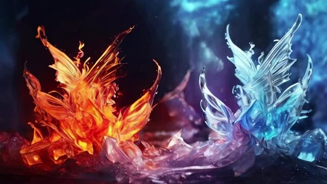 ice and fire abstrack background