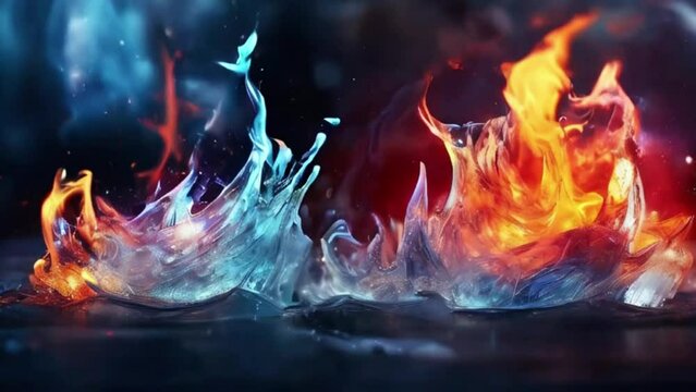 ice and fire abstrack background