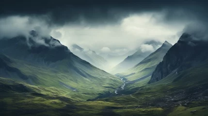 Selbstklebende Fototapete Nordeuropa Moody mountain landscape with dramatic sky