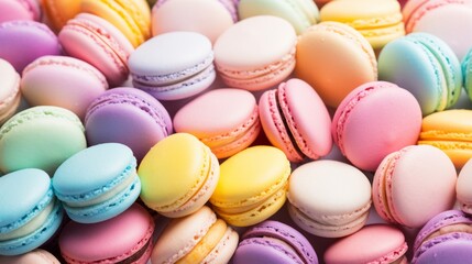 Obraz premium Multicolored macarons in a pastel rainbow