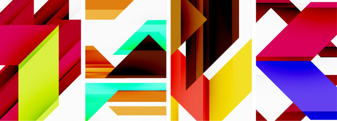 Bright colorful geometric abstract poster background set