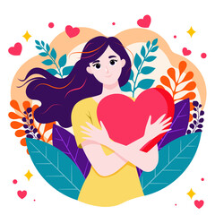 Vector illustration of a glamorous lady with floral elements, artistic depiction for Valentine's Day or Women international day