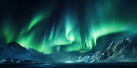 Beautiful aurora borealis over a solid plain black background high detail photograph