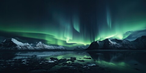 Fototapeta premium Cinematic aurora borealis, desaturated