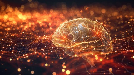 A digital photo showcases the intricate network of connections within the human brain. Ai Generated.