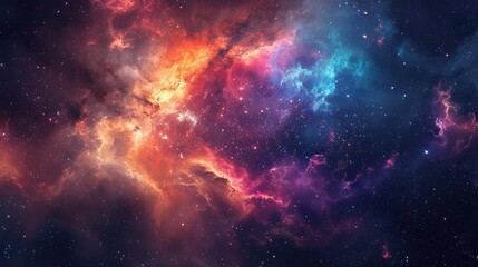 Fototapeta premium A stunning view of a colorful space galaxy cloud nebula, captivating cosmic beauty. Ai Generated