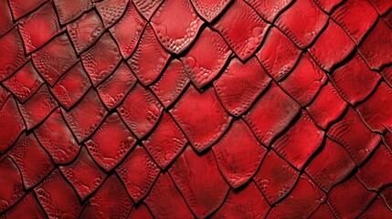 Bold red leather, textured with the allure of reptilian scales, exudes captivating sophistication, Ai Generated.