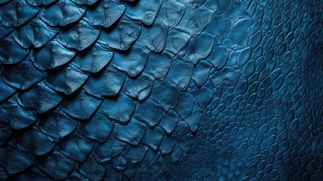 Rich blue leather textured with the allure of reptilian scales, evoking serpentine elegance, Ai Generated.