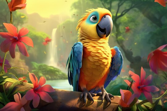 cute parrot in nature scene