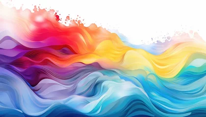 Fotobehang Wave line flowing rainbow color hd background © msroster