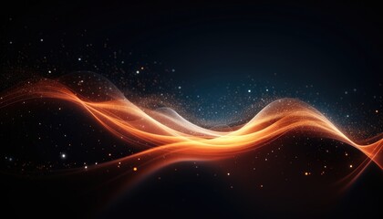 Wave of particles and lines. Big data visualization