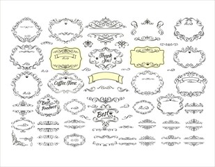 Vector illustration of decorative border and frame set and traditional ornament element