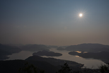 日本の岡山県備前市の片上湾の美しい景色