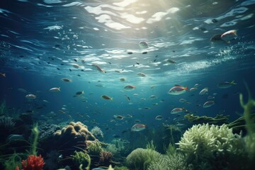 Naklejka na ściany i meble world under water with the ocean