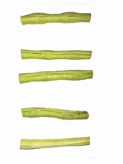 asparagus, Long beans  isolated​ white​ background.