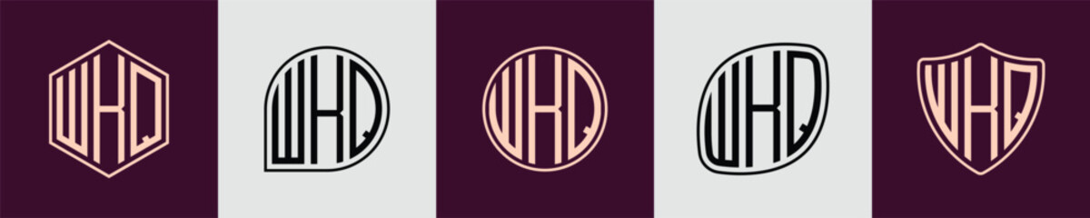 Creative simple Initial Monogram WKQ Logo Designs.