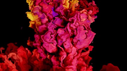 Yellow Pink and red ink in water, splash paint mixing. Colorful red and white paint drops mixing in water - Powered by Adobe