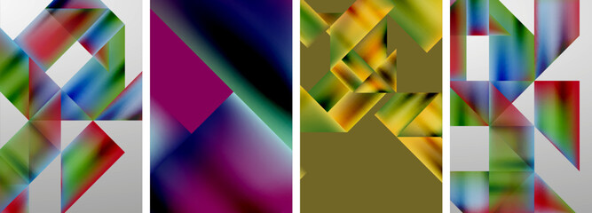 Set of abstract geometric posters. Abstract backgrounds for wallpaper, business card, cover, poster, banner, brochure, header, website