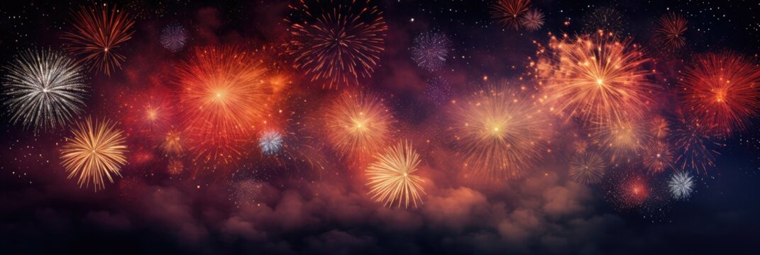 A fireworks display over a dark sky, in the style of video feedback loops, light yellow and maroon, 