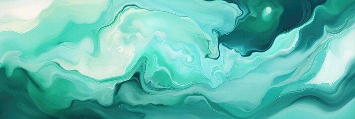 Obraz premium Green turquoise color with liquid fluid marbled paper texture banner texture