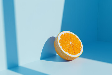 Orange against blue background citrus.